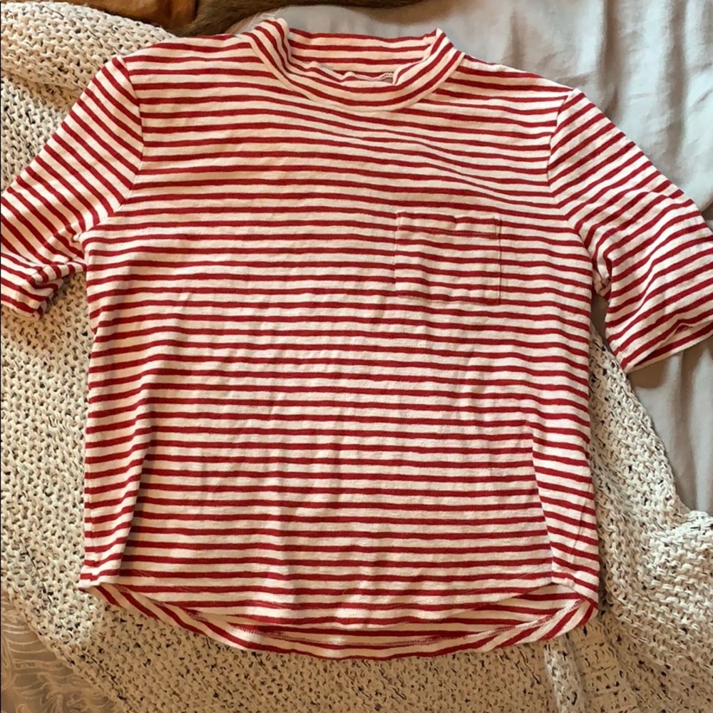 Madewell red and white stripe turtleneck